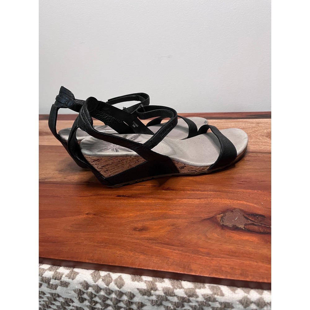 Patagonia Maha Slingshot Black Leather Wedge Sandals 711350 Womens 8M
